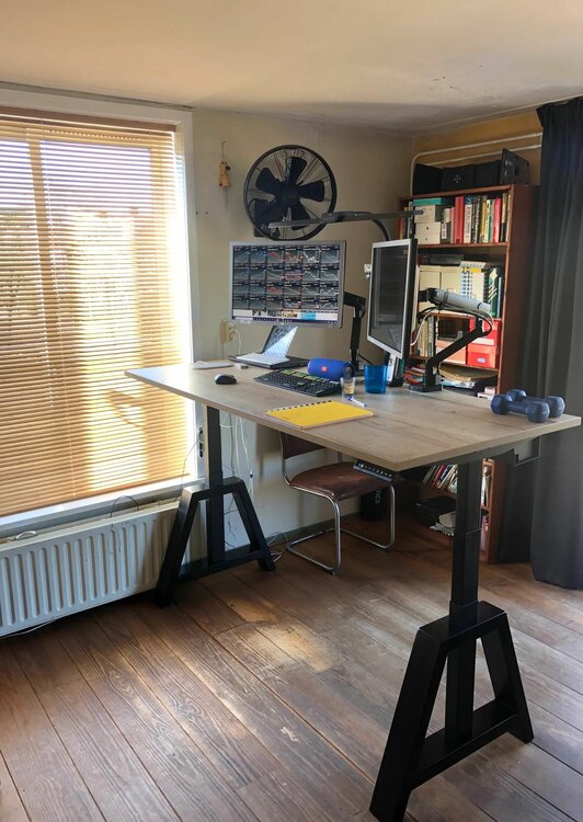 Design Hoog Laag Bureau - Elektrisch Zit-Sta Bureau - OakDesk - Worktrainer.nl 