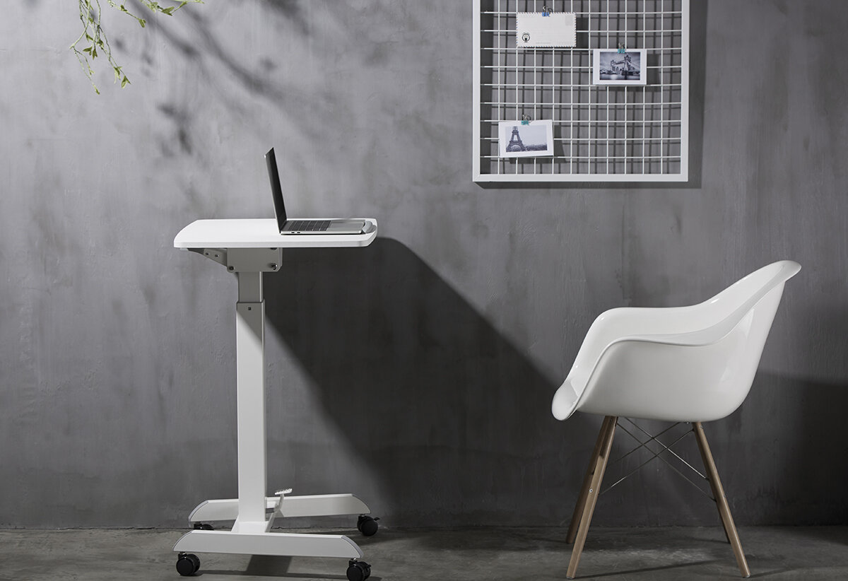 Small sit stand cheap desk on wheels