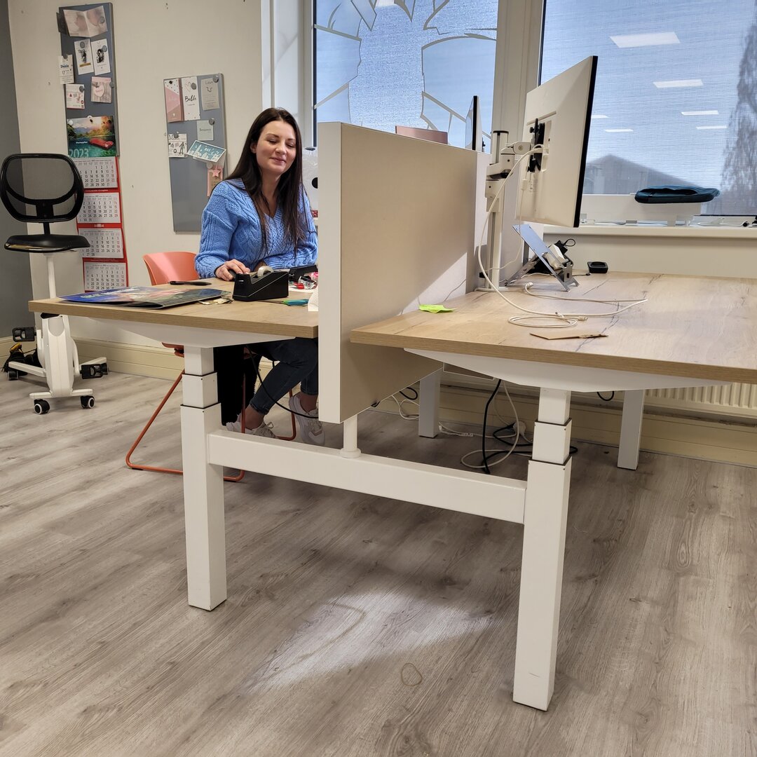Nyink Wall Partition Double Standing Desk With Aluminium Trim