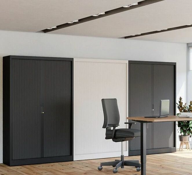 Roller clearance door wardrobe