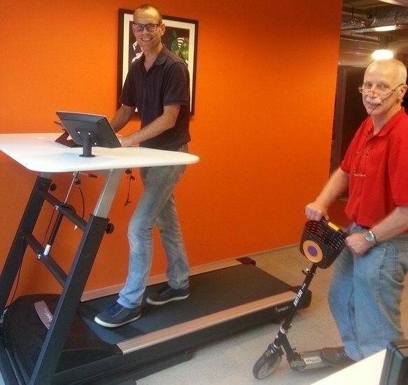 Walkdesk treadmill with attached desktop walk in the office