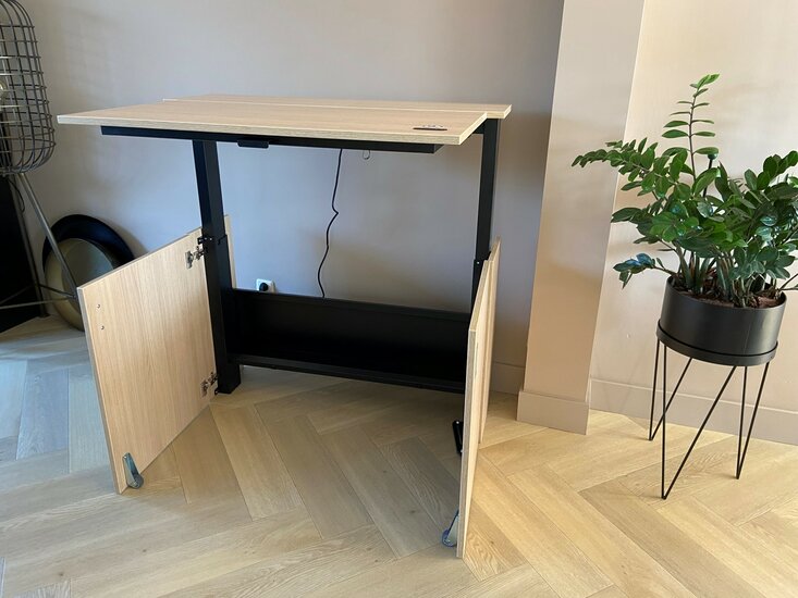 Folding sit store stand desk