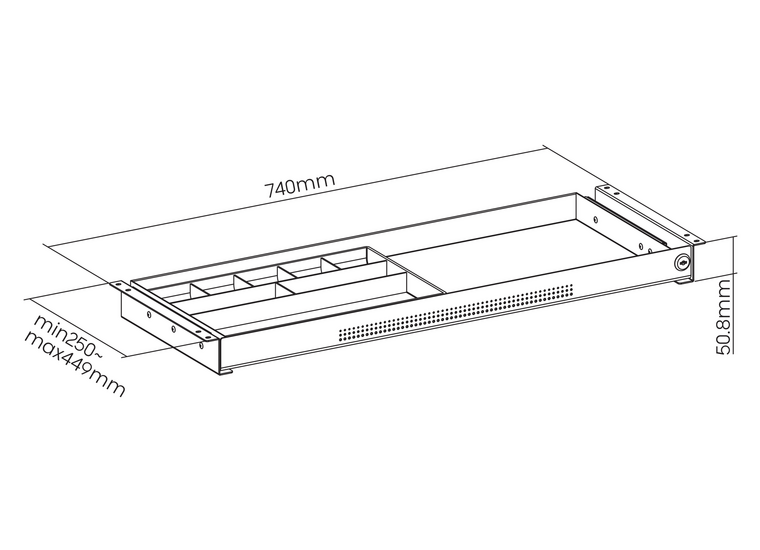 Afmetingen Under Desk Drawer | Pennenlade 74 x 25 cm