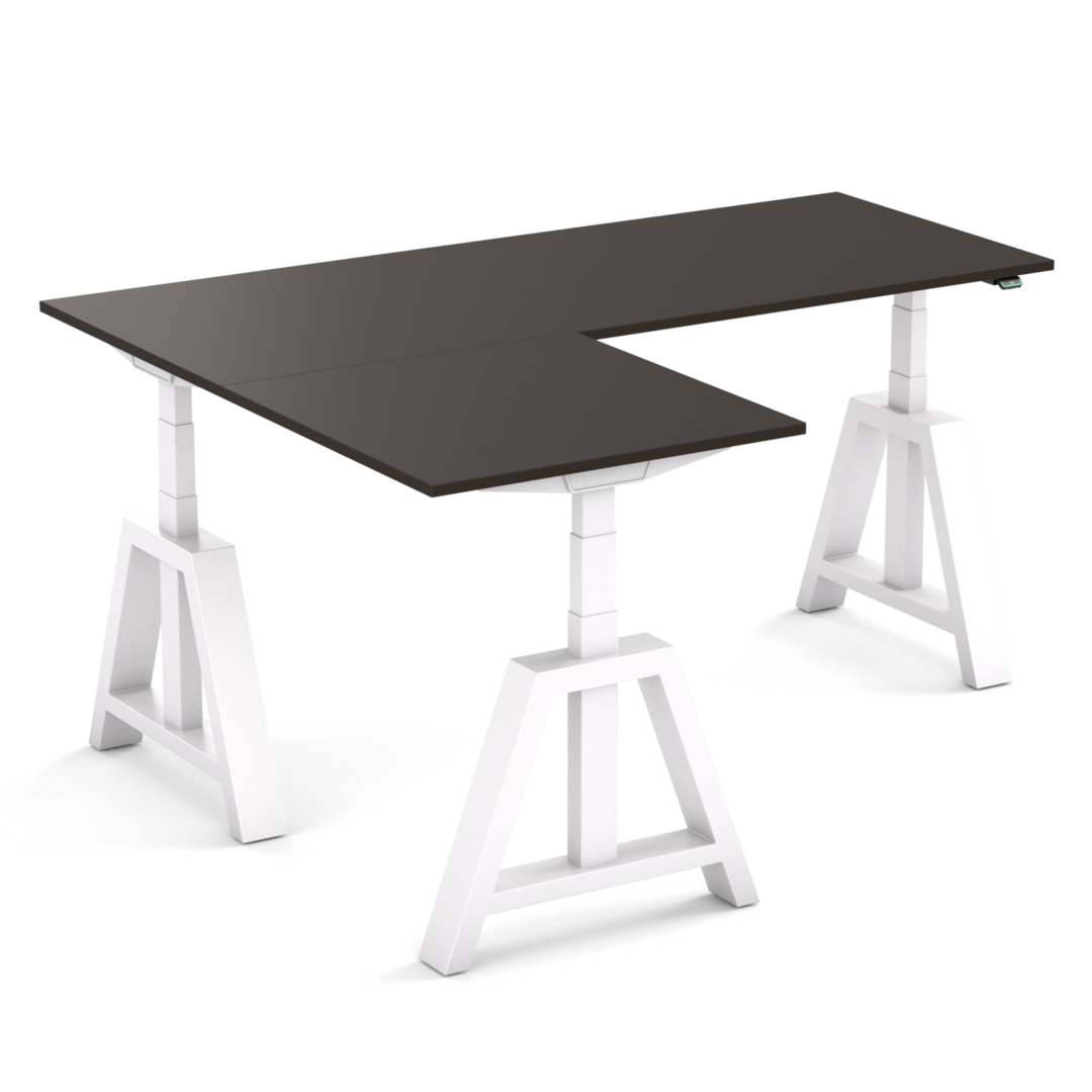 Oak Desk Electric SitStand Corner Desk Worktrainer